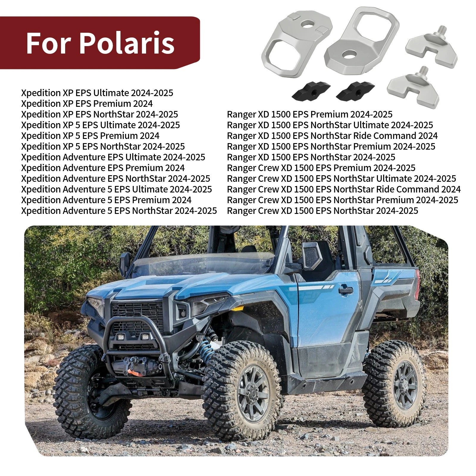 2Pcs Lock & Ride MAX D-Rings for Polaris Ranger XD 1500/Crew XD 1500 (2024–2025)