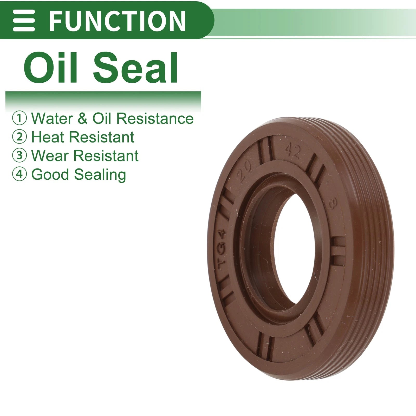 Oil Seal FKM Rubber 20x42x8mm for Various Models (5 Pcs)