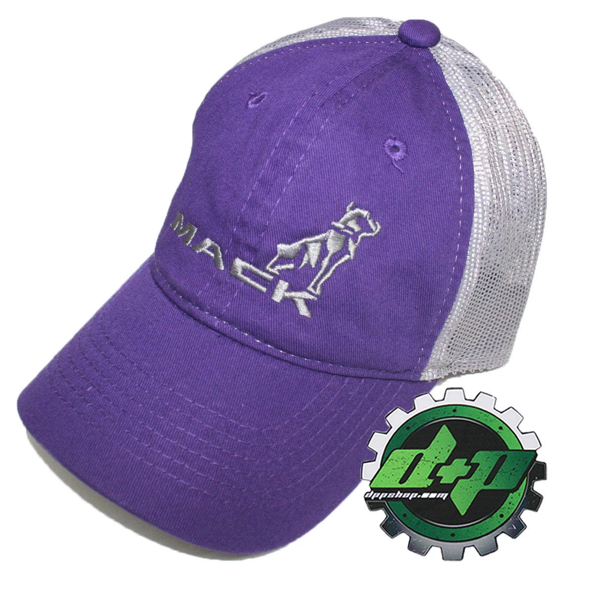 Mack Trucks Purple Bulldog Hat for Women - Gray Mesh Adjustable Closure