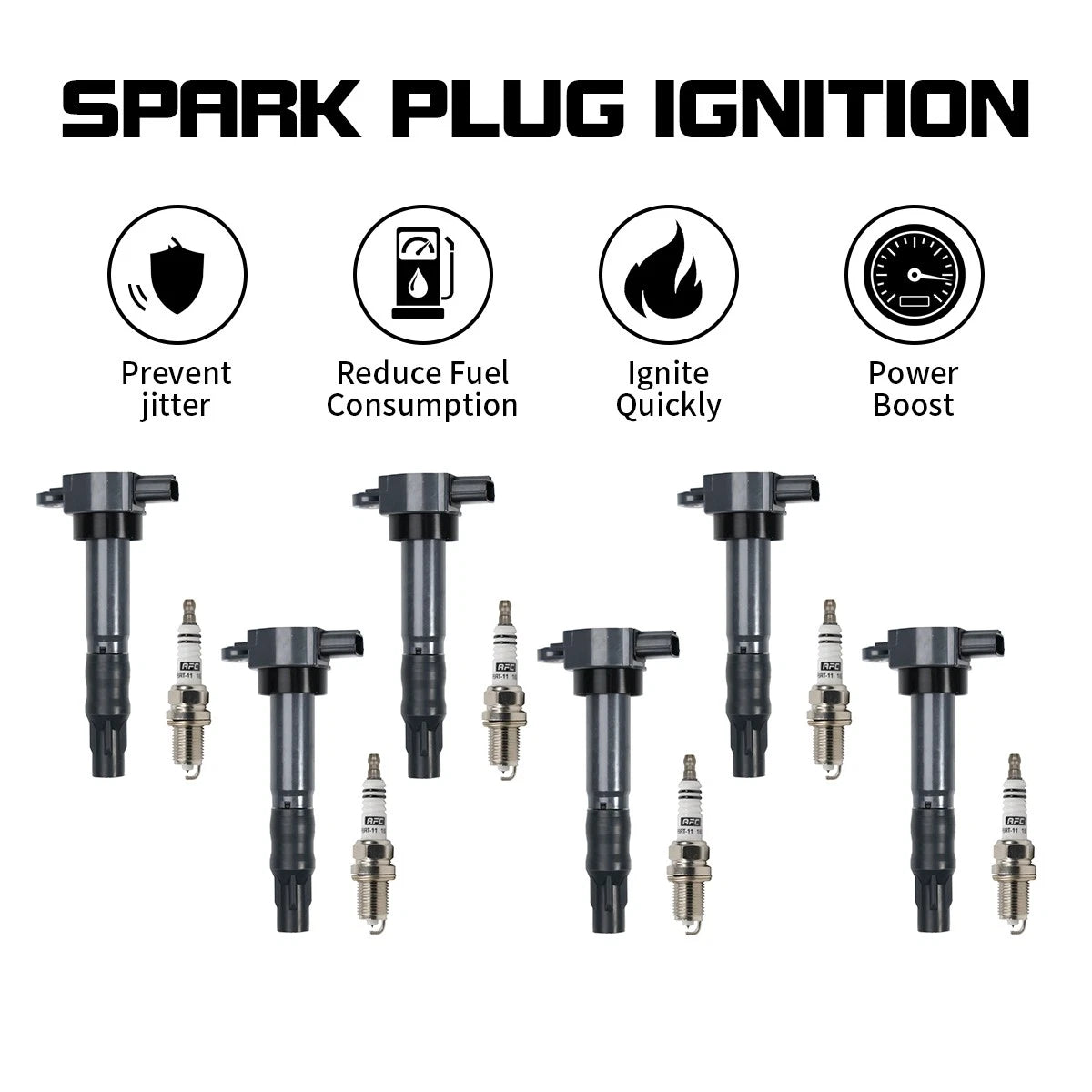 Set of 6 Ignition Coils & Spark Plugs for Mitsubishi Lancer (2004–2006) MR994643