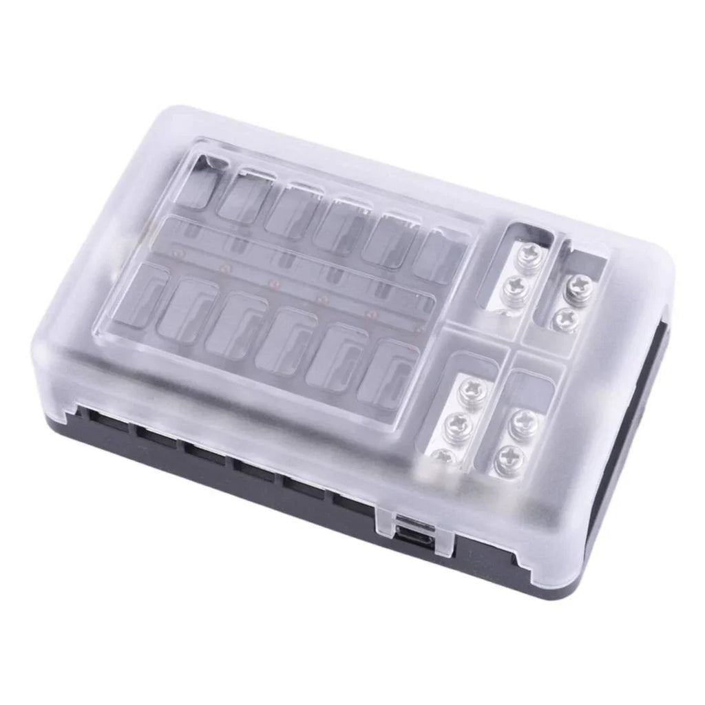 12-Way ATO ATC Fuse Box Holder Kit for Car Boat (Compatible with Various Models)