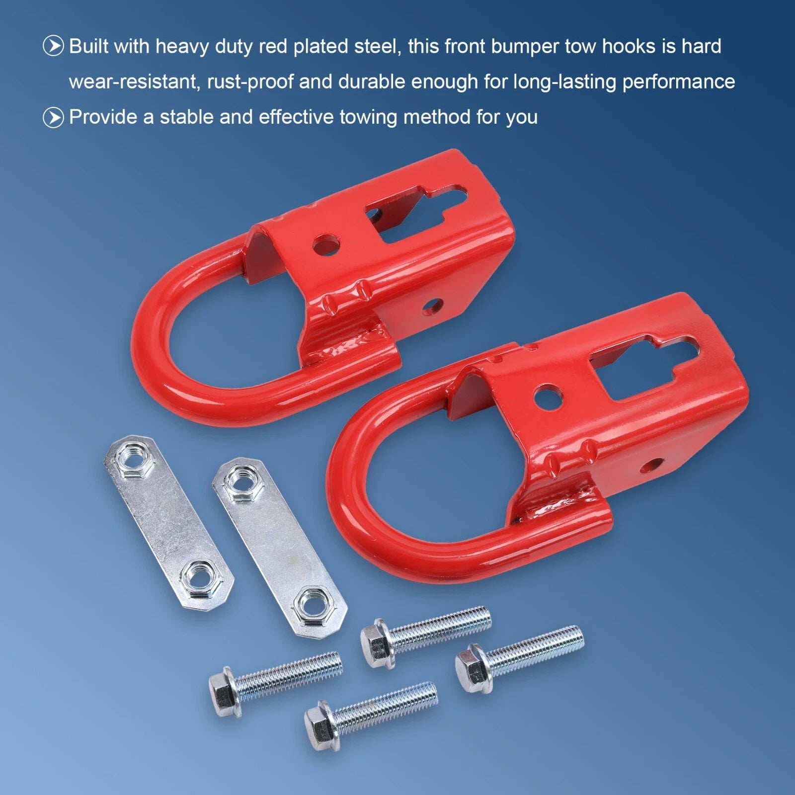 2X Front Towing Hooks for Ford F-150 (2015-2019) Red