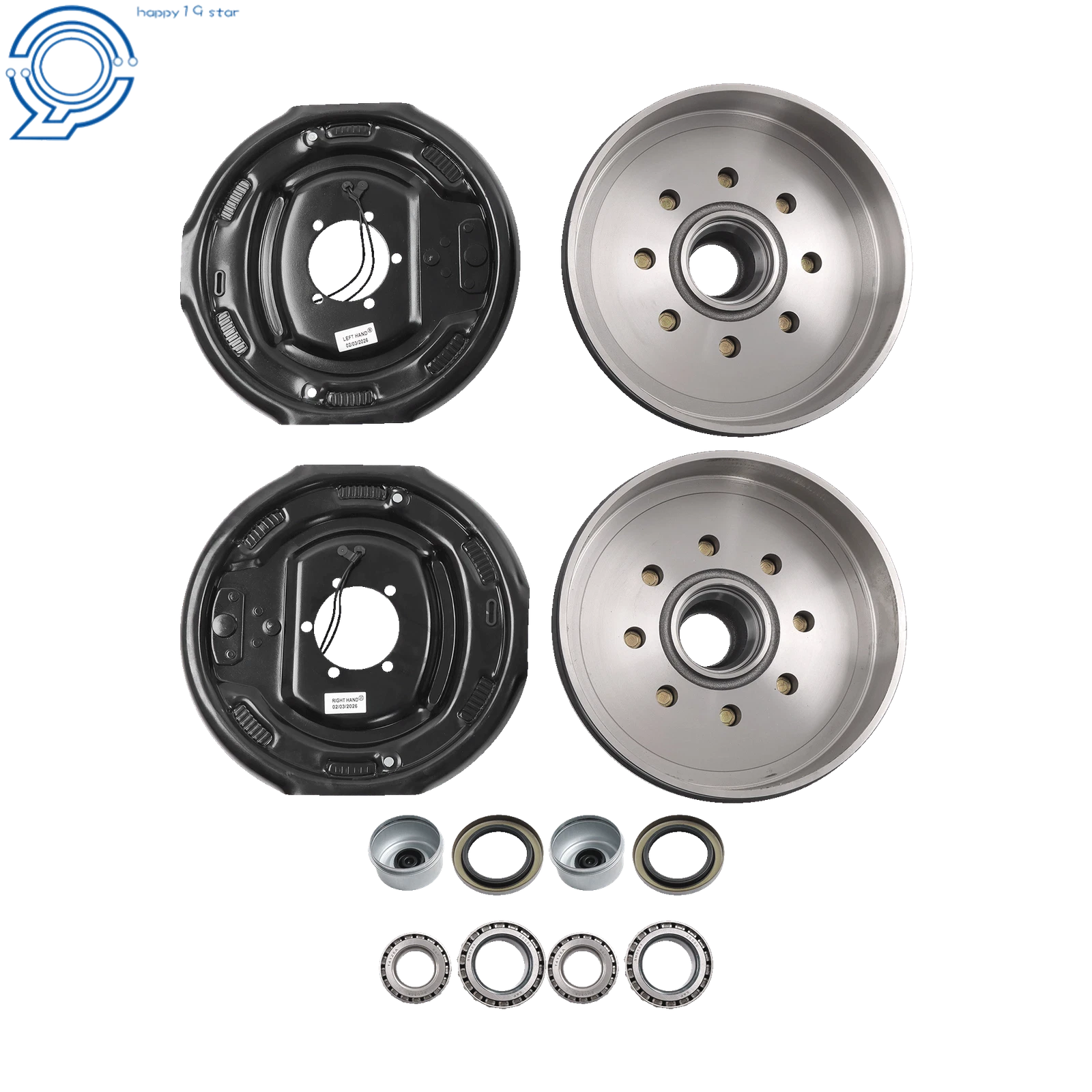 Set of 2 Trailer Hub Drum Kits for 7000lb Axle 12"x2" Electric Brakes