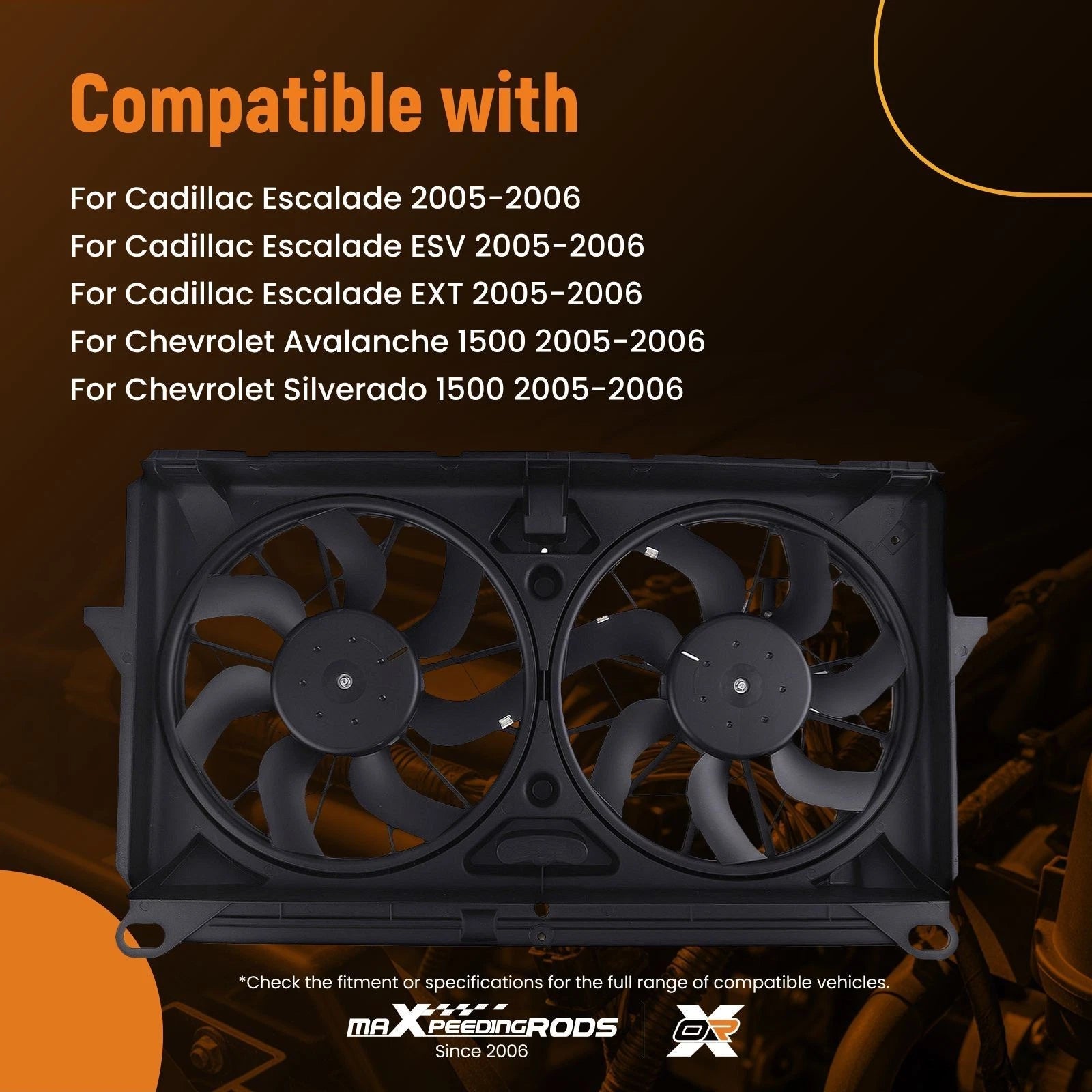 Cooling Fan for Cadillac Escalade, Chevy Avalanche/Silverado (2005–2007)