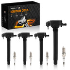 Set of 4 Ignition Coils & Spark Plugs for Chrysler 200 Dodge Dart Jeep Ram