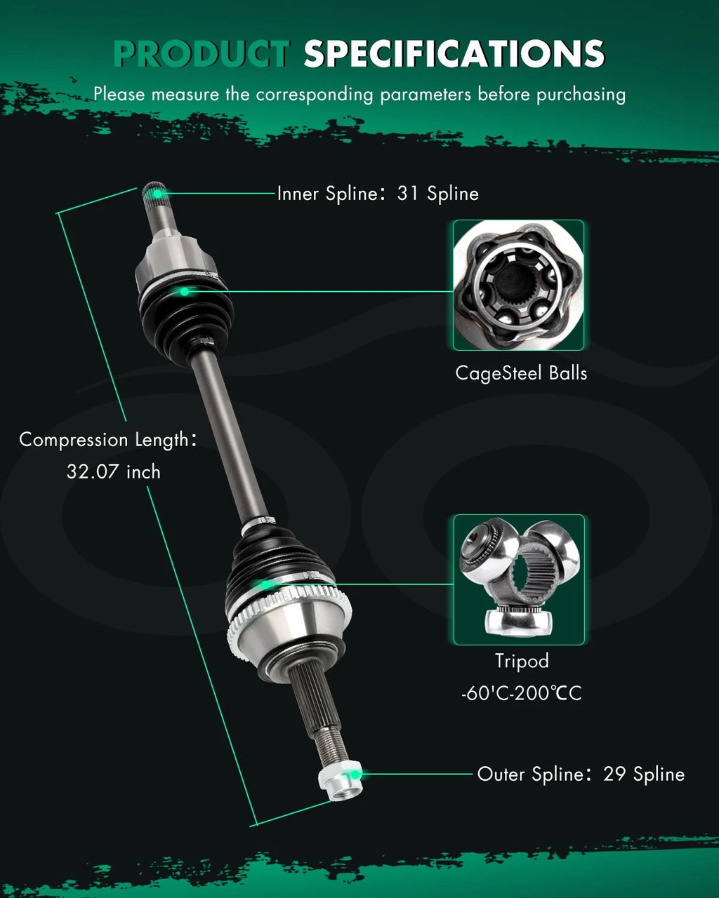 CV Axle for Ford Explorer, Mercury Mountaineer, Lincoln Aviator (2002–2005) Rear Left