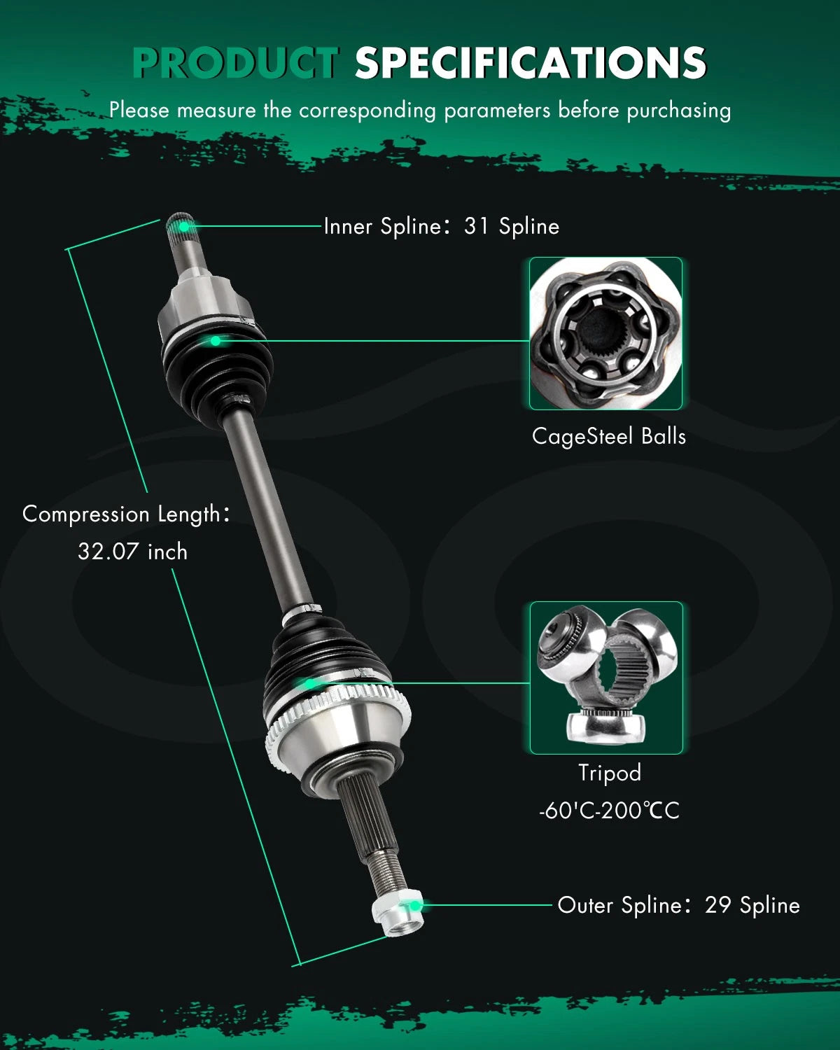 CV Axle for Ford Explorer, Mercury Mountaineer, Lincoln Aviator (2002–2005) Rear Left
