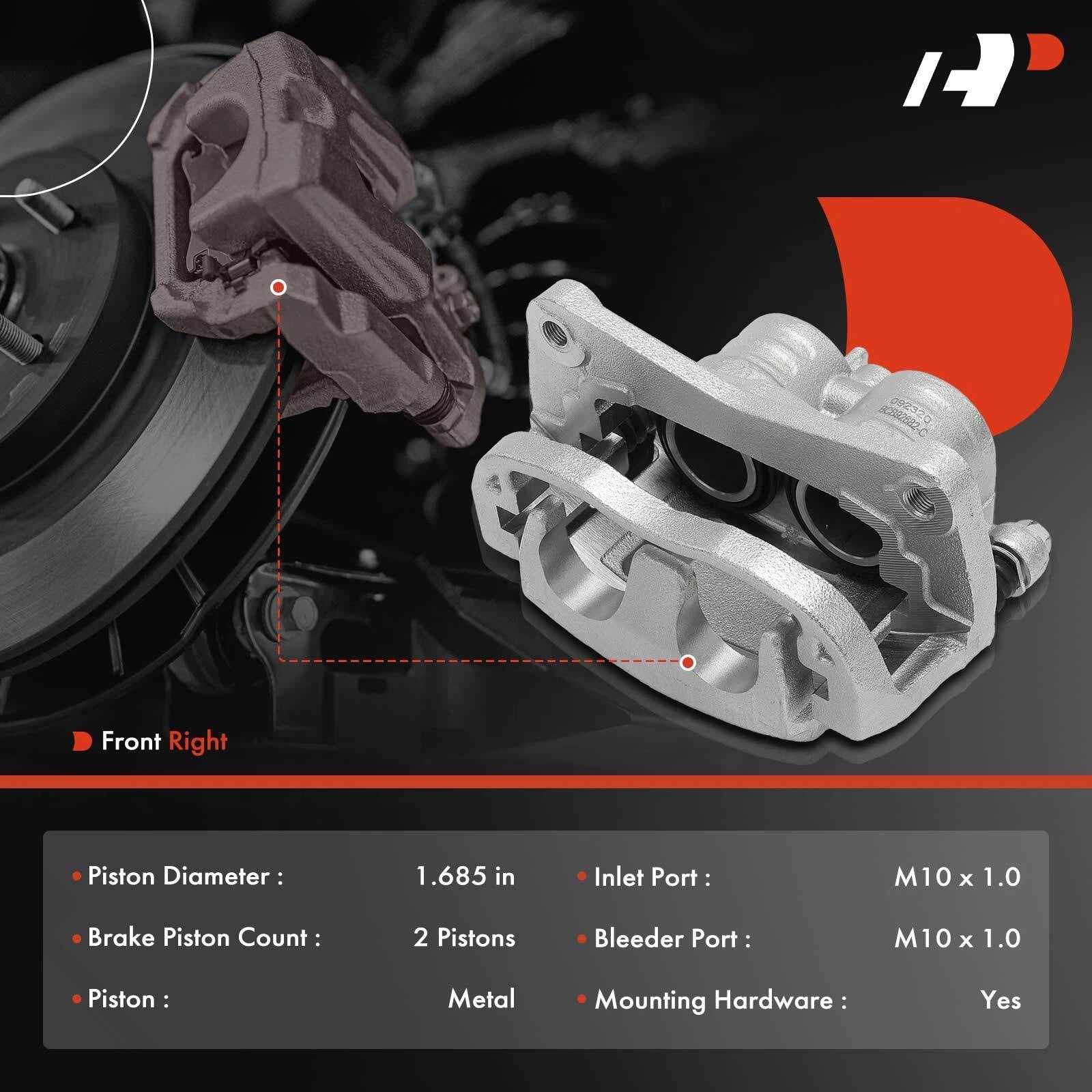Front Right Disc Brake Caliper with Bracket for Saab Subaru Impreza