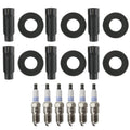 Set of 6 Denso Double Platinum Spark Plugs & Coil Boots for Ford Escape Fusion
