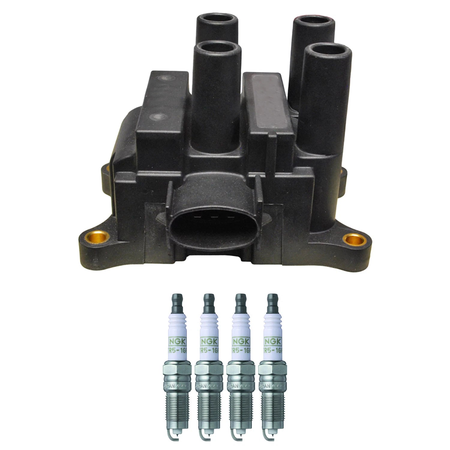 Set of 4 Denso Ignition Coils & NGK Platinum Spark Plugs for Ford Focus (2000–2011)