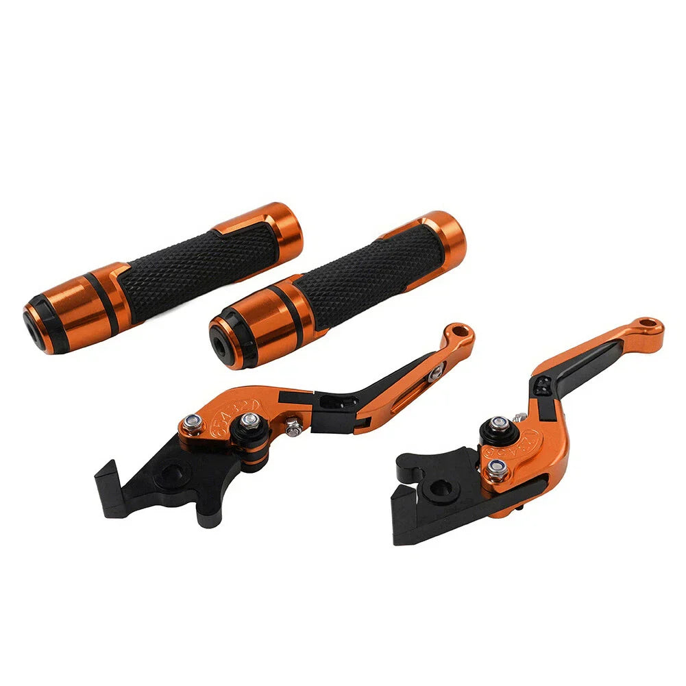 Orange Extendable Brake Clutch Levers & Handlebar Grips for Kawasaki Z1000