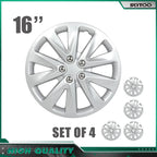 Set of 4 Wheel Hub Caps for Universal Vehicles (16") Black & Silver