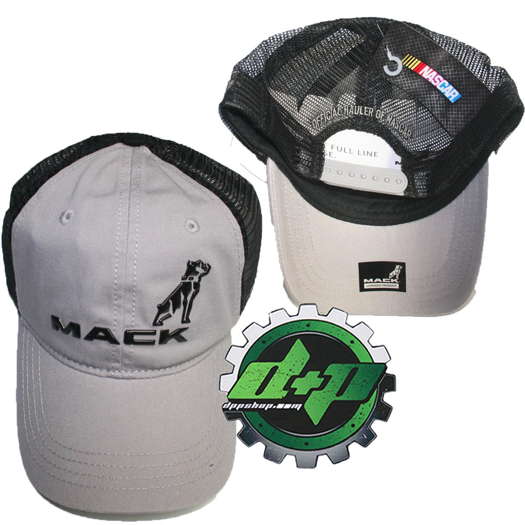 Mack Grey & Black Mesh NASCAR Hat Cap Adjustable Snap Back
