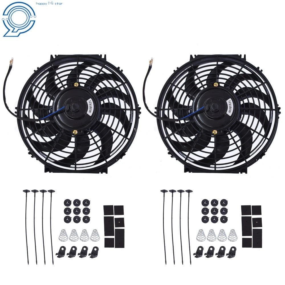 2X 12" Slim Electric Radiator Cooling Fan Mount Kit Universal
