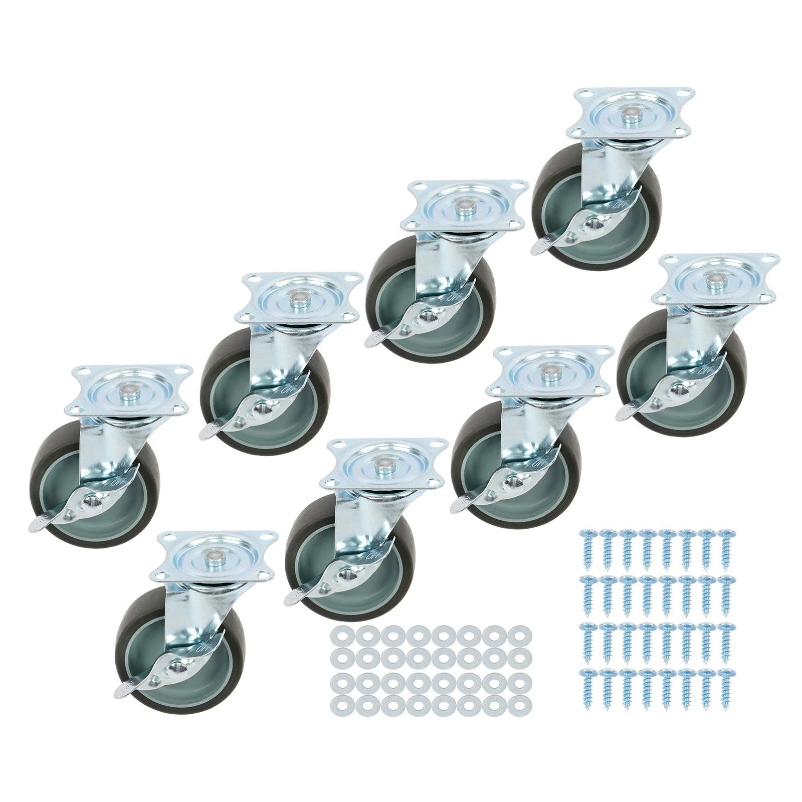 Set of 8 Heavy Duty 3" Casters with Side Brake