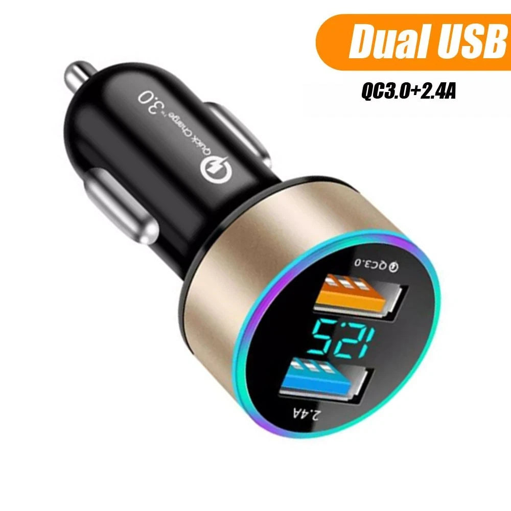 1Pc Dual USB QC3.0 Car Charger Adapter for Universal Vehicles (2010–2023)