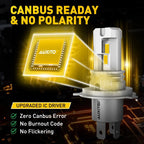 2X AUXITO H4 9003 3000K Golden Yellow LED Headlight Bulbs for EV