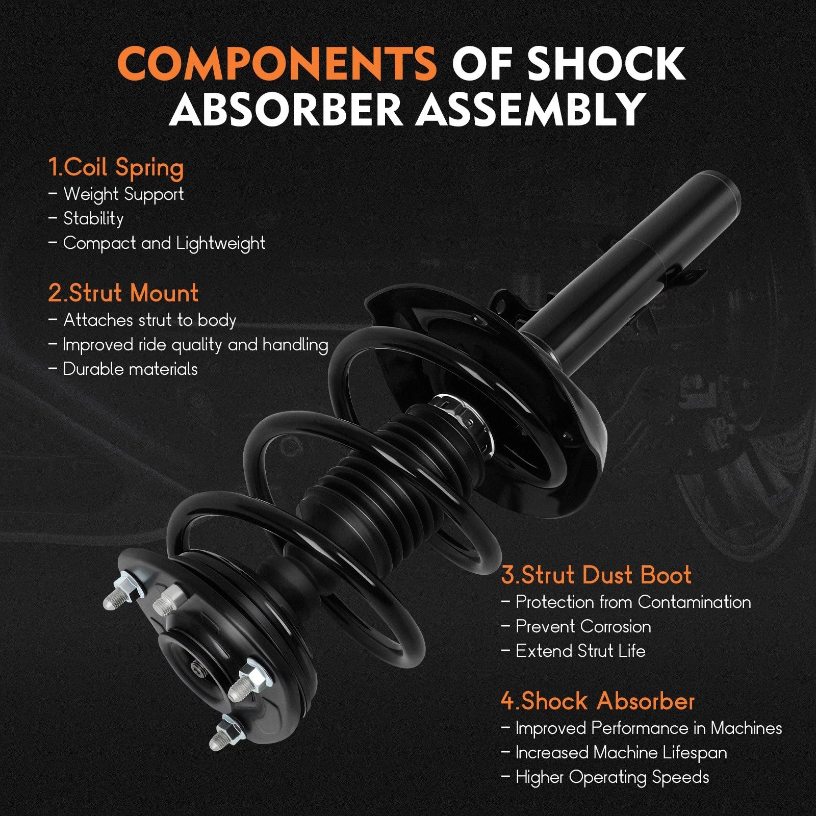 Pair Front Strut & Coil Spring Assembly for Honda Accord (2013-2017)