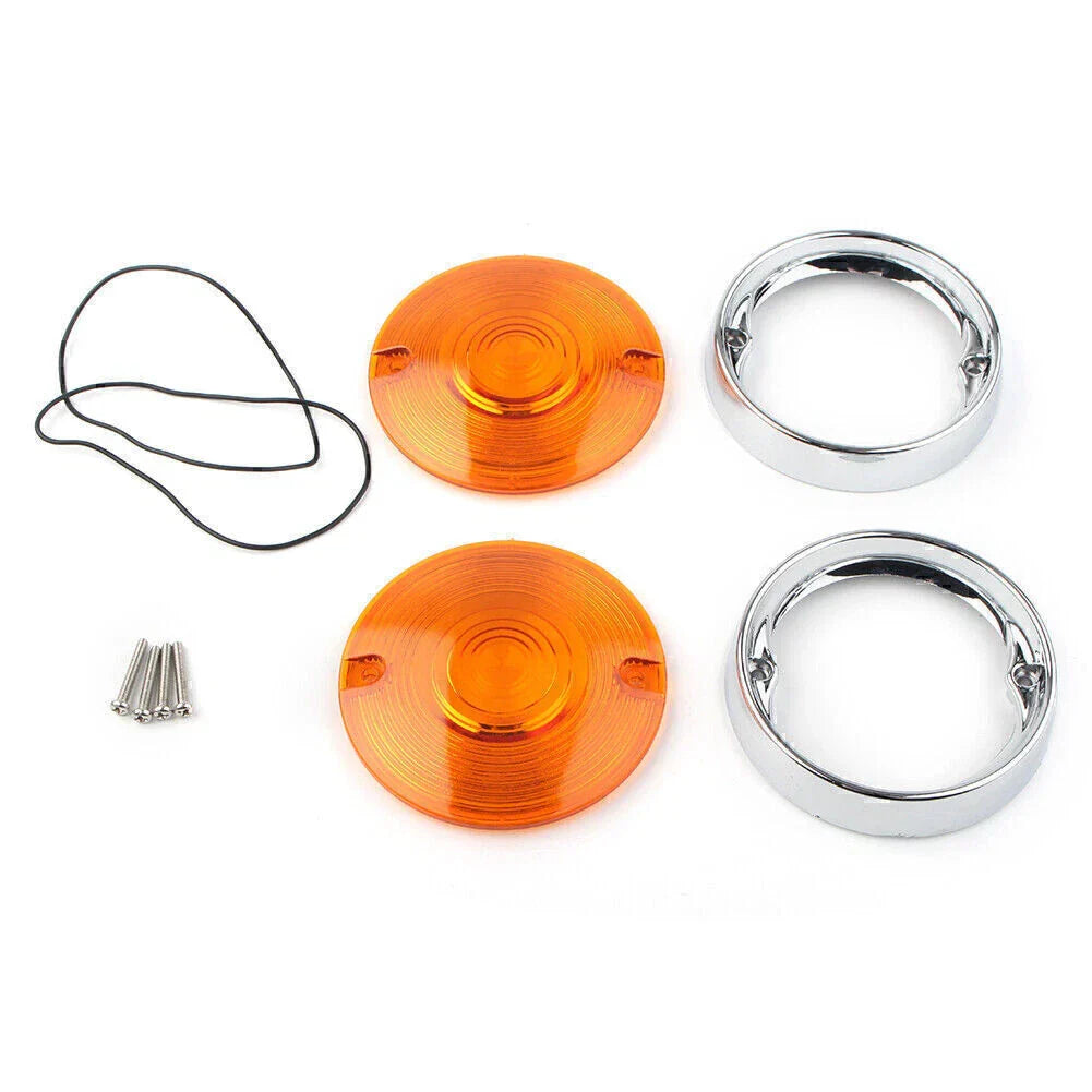 Turn Signal Bezels Yellow Lens Covers for Harley Touring Road King (2009-2023)
