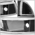 Set of 2 Black Housing Clear Corner Headlights for Dakota Durango (1997–2004)