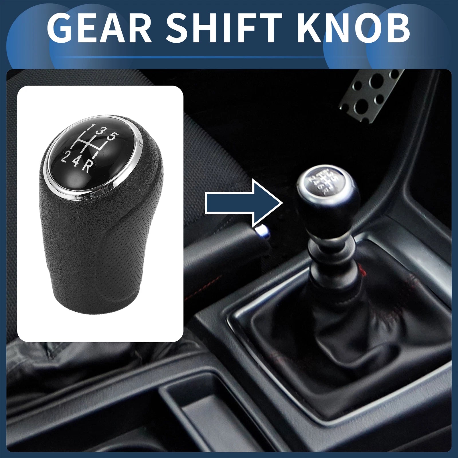 5 Speed Manual Gear Shift Knob for Suzuki SX4 S-Cross (2016–2021) Black Plastic