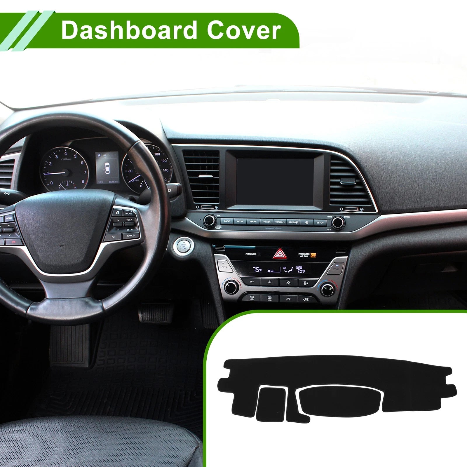 Dashboard Cover for Toyota Roomy Tank (2016–2020) Black Anti-Slip