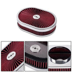 12" Oval Super Flow Thru Air Cleaner for SBC Chevy Ford (5-1/8 Carb Neck)