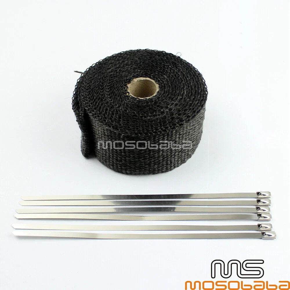 Black Pipe Wrap Exhaust Turbo Heat Manifold Header 2" for Car