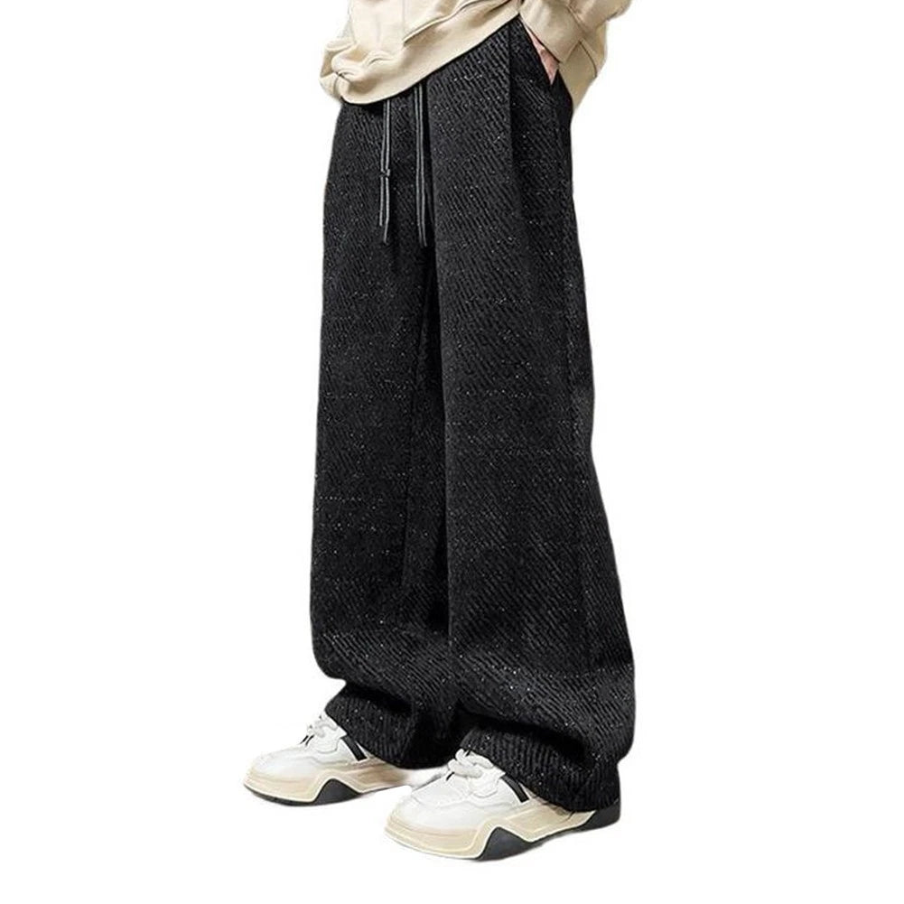 Set of 2 Men’s Straight Suit Pants Loose Fit Solid Color Draped Pleated