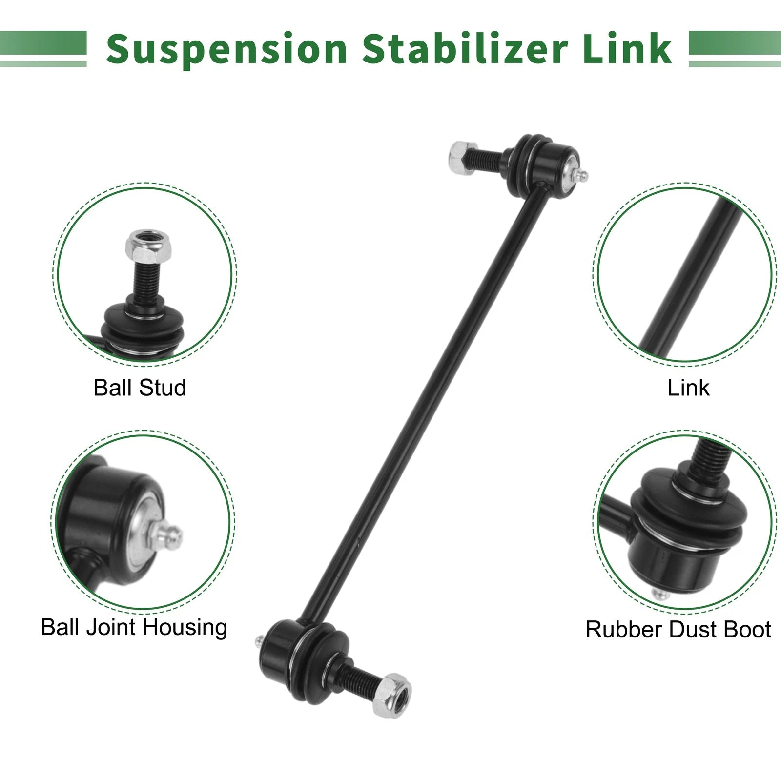 8pcs Front Suspension Kit Tie Rod End Sway Bar Link for Dodge Caravan (2008–2020)