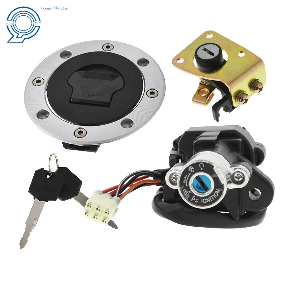 Ignition Switch Fuel Gas Cap Cover Seat Lock Key Set for Suzuki GSXR600 (1997–2000)
