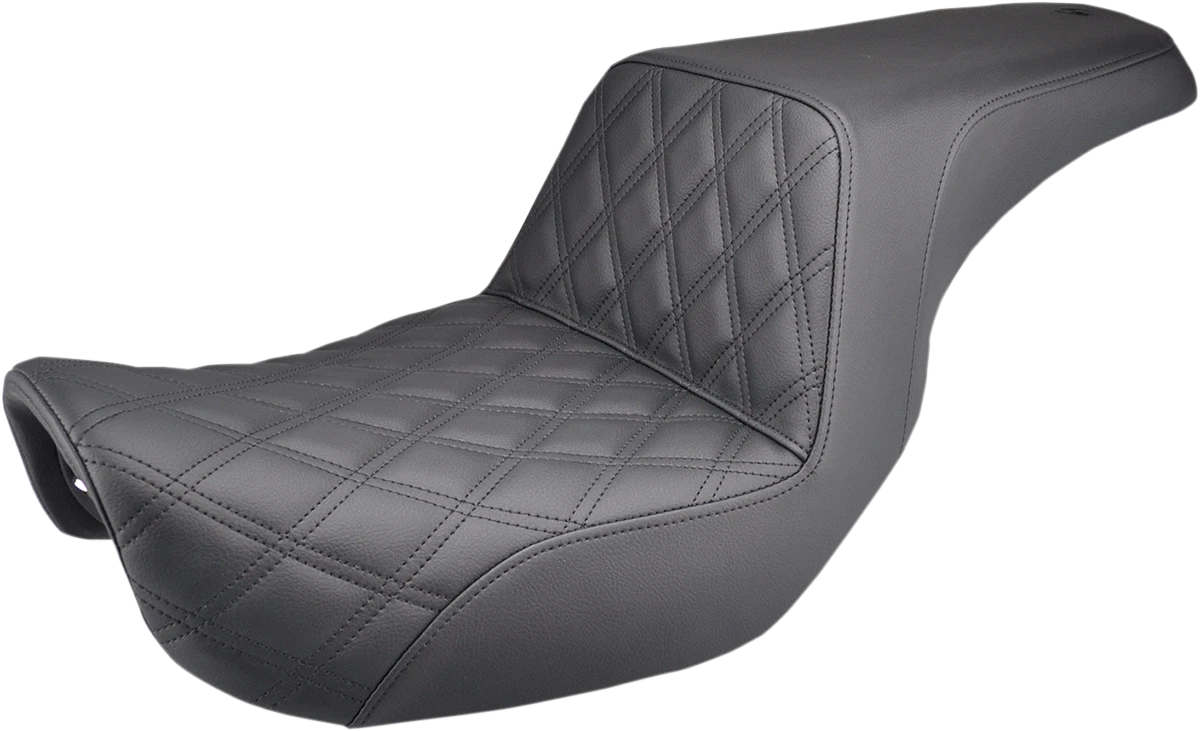 SADDLEMEN Step-Up Seat for Dyna (806-04-172) - Front Lattice Stitch - Black