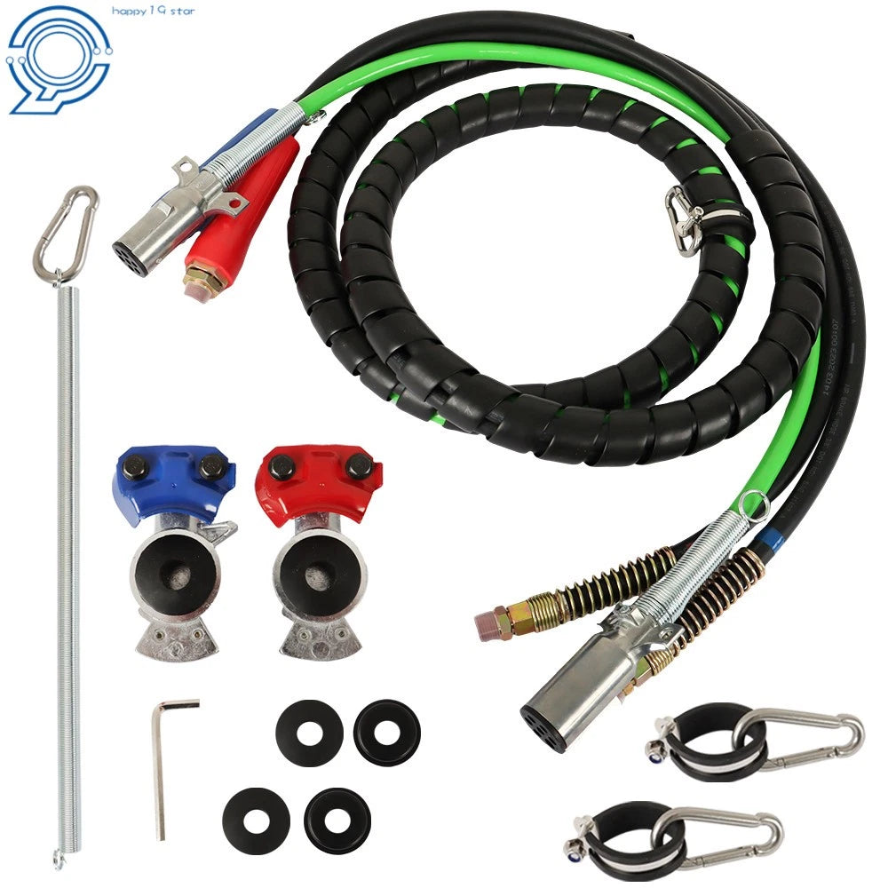 Set of 4 Air Line Hose Assemblies for Semi Truck Tractor Trailer (12 Feet)