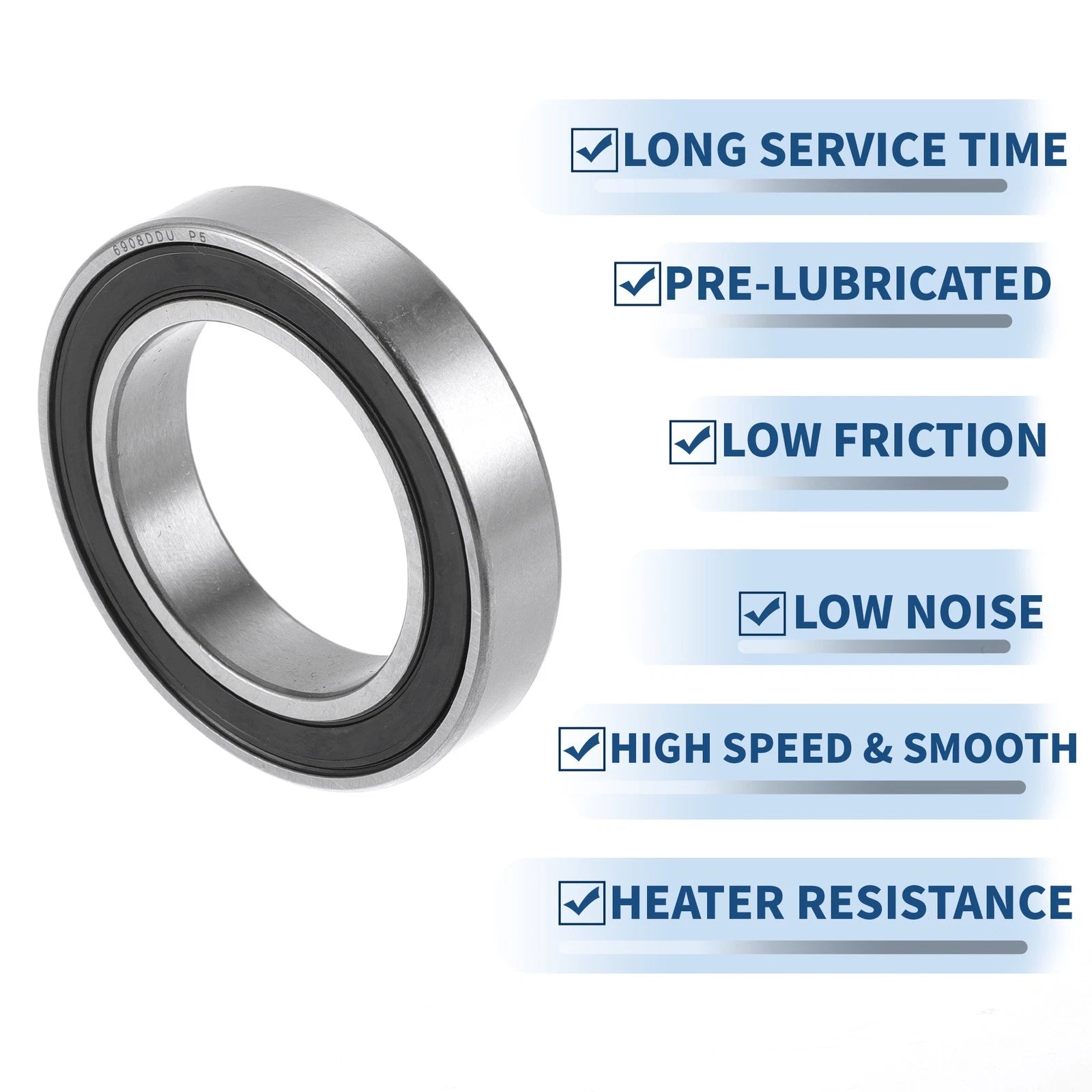 Deep Groove Ball Bearing 6908DDU for Scooter Skateboard (40x62x12mm)