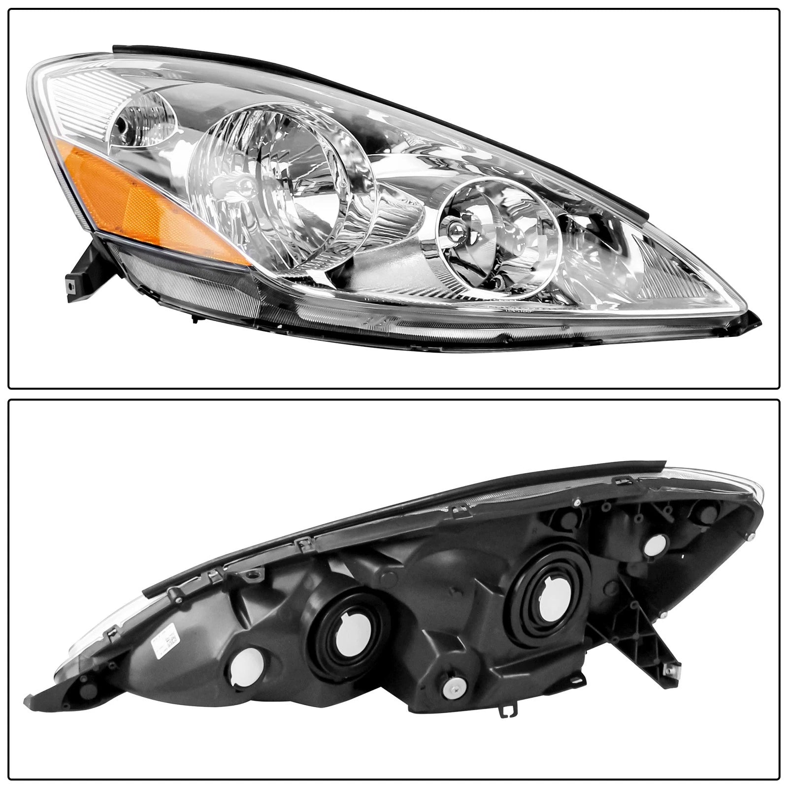 Set of 2 Headlight Assemblies Chrome Housing for Toyota Sienna (2006-2010)