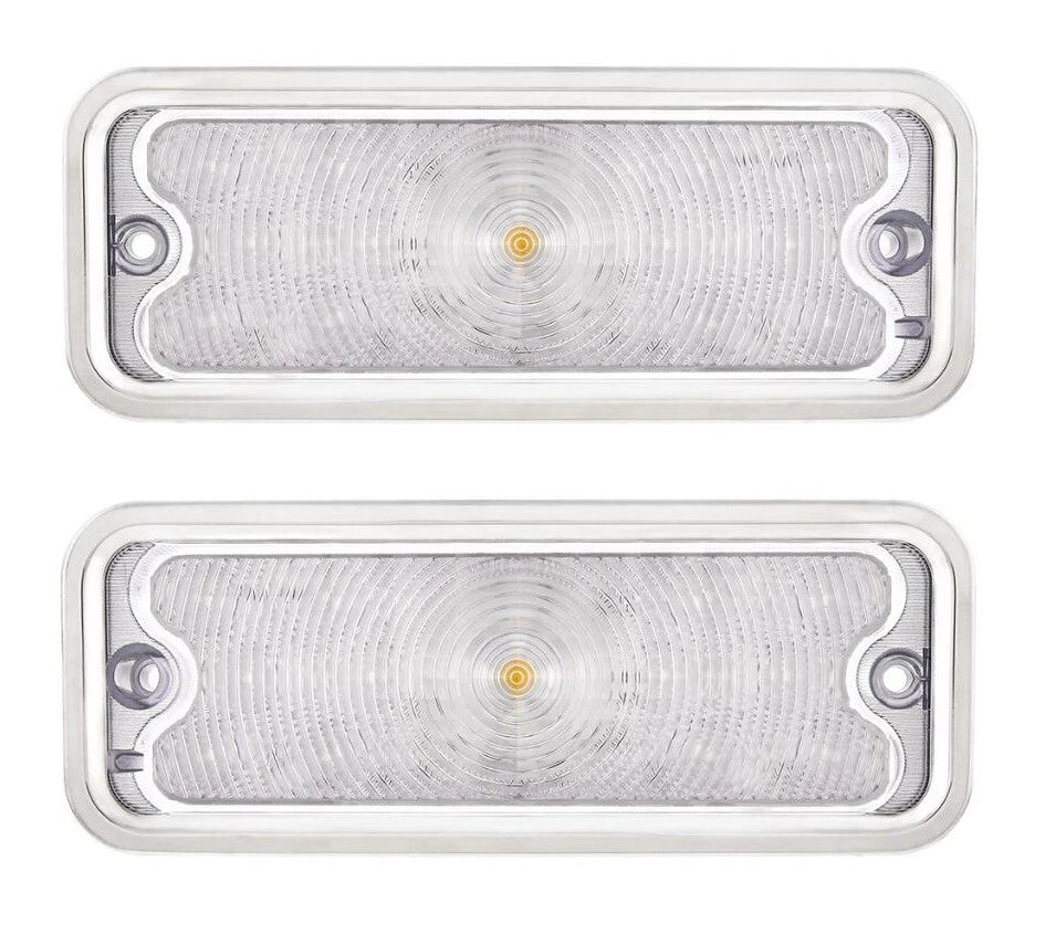 (2) Parking Light Pair Amber LED Clear Lens for Chevy GMC Truck (1973–1980)