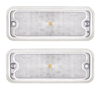 (2) Parking Light Pair Amber LED Clear Lens for Chevy GMC Truck (1973–1980)