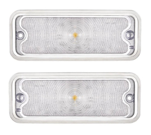 (2) Parking Light Pair Amber LED Clear Lens for Chevy GMC Truck (1973–1980)