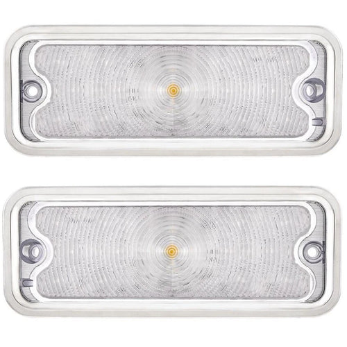 (2) Parking Light Pair Amber LED Clear Lens for Chevy GMC Truck (1973–1980)