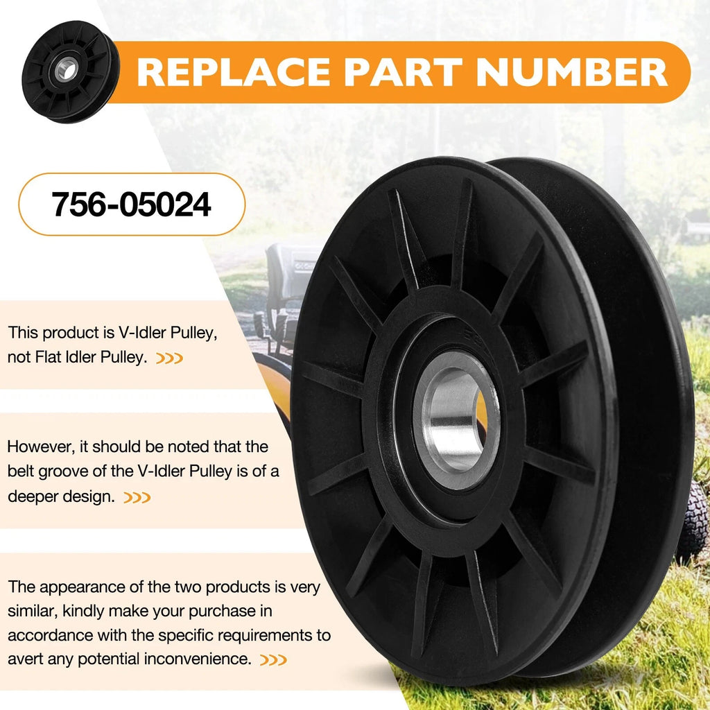 Mower Deck Flat V-Idler Pulley for Cub Cadet MTD Craftsman Troy-Bilt (756-05024)