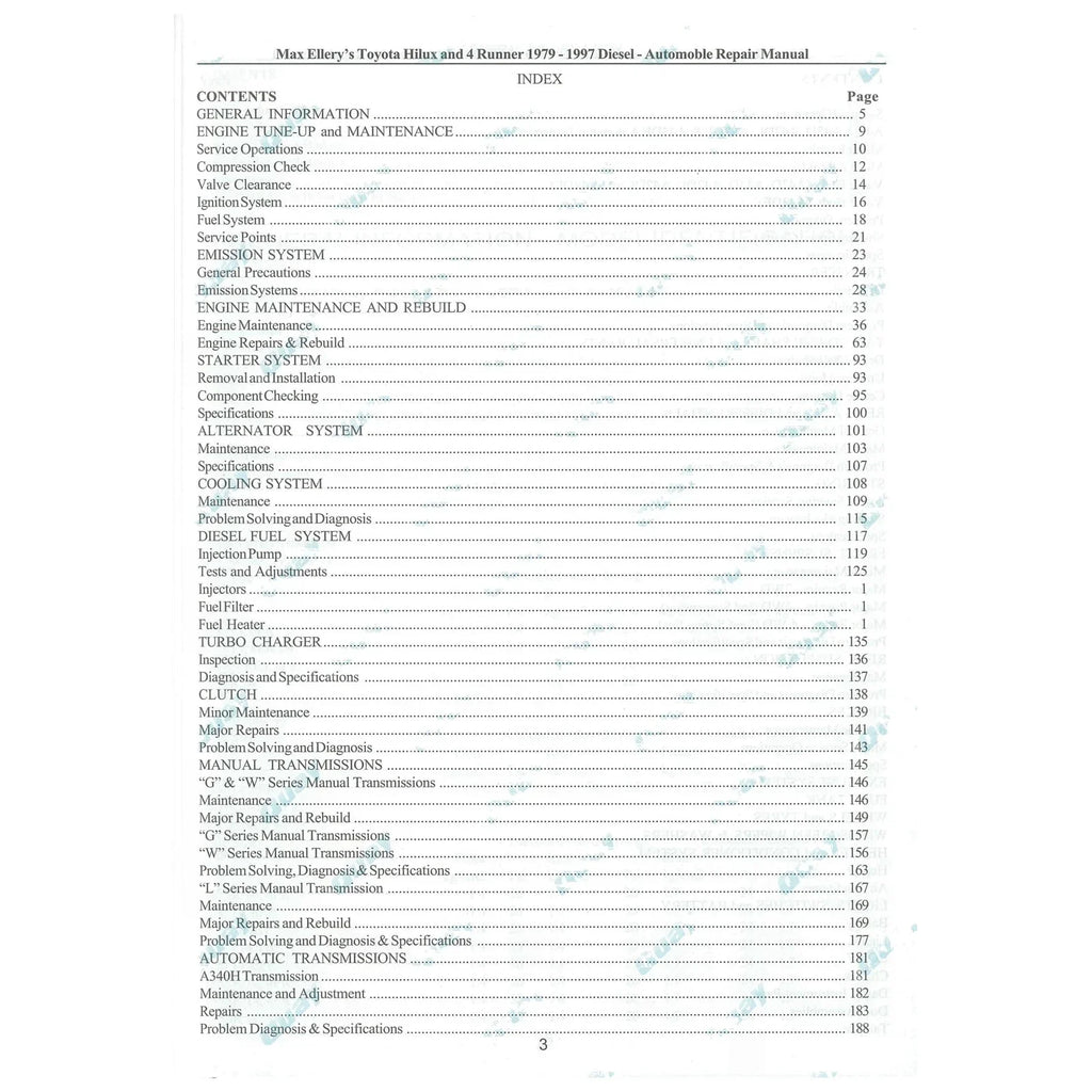 Workshop Manual for Toyota Hilux Diesel L LN40 LN46 LN55 MaxEllery Repair Book