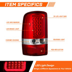 3D LED C-Bar Tail Light Brake/Stop Lamp for Chevy Tahoe/GMC Yukon (2000–2006)