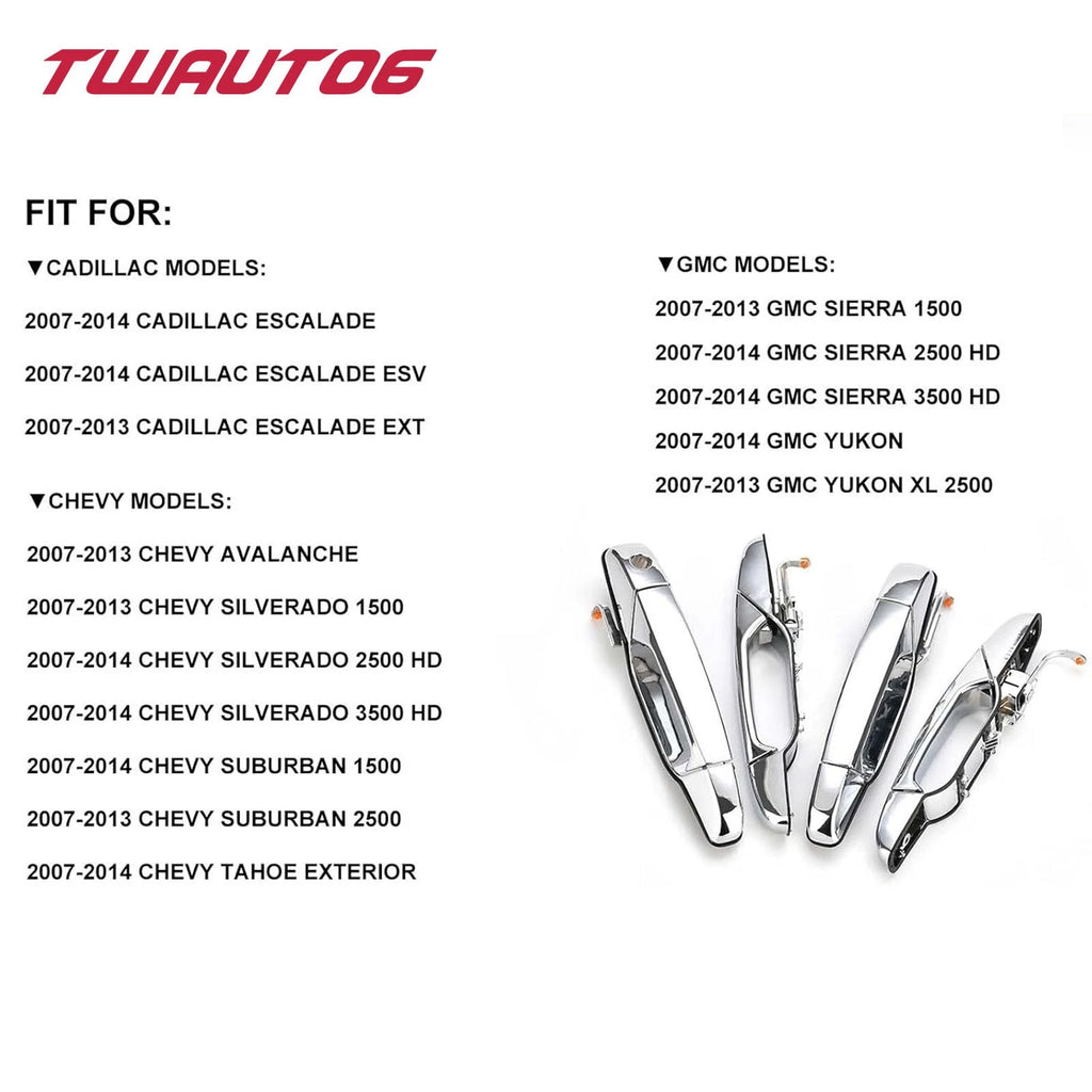 Chrome Outside Door Handle for Chevy Silverado Tahoe GMC Sierra (2007-2013)