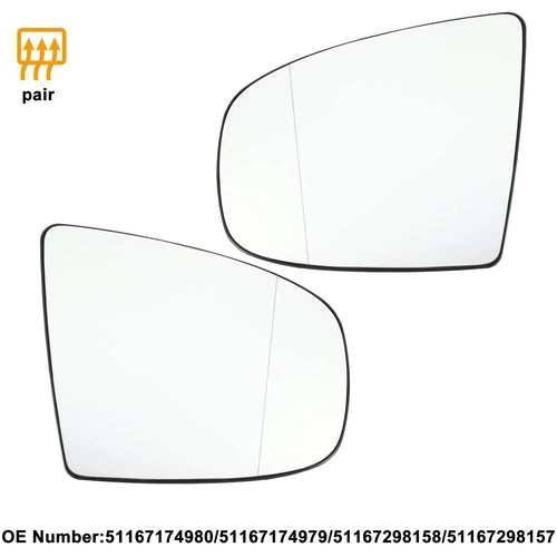 1 Pair Car Mirror Glass for BMW X5 X6 (2007–2013) No. 51167174980/51167174979