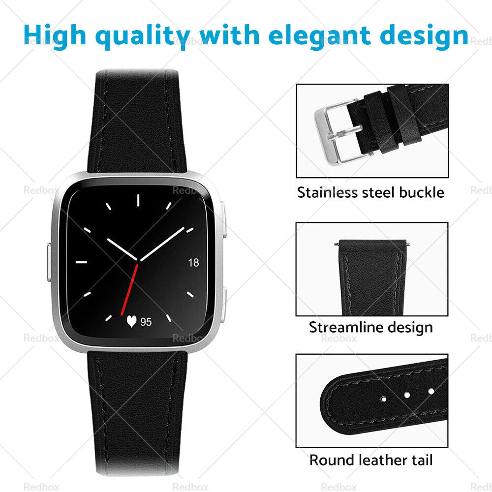 Leather Watch Band Strap for Fitbit Versa 3, Sense (2020–2021)