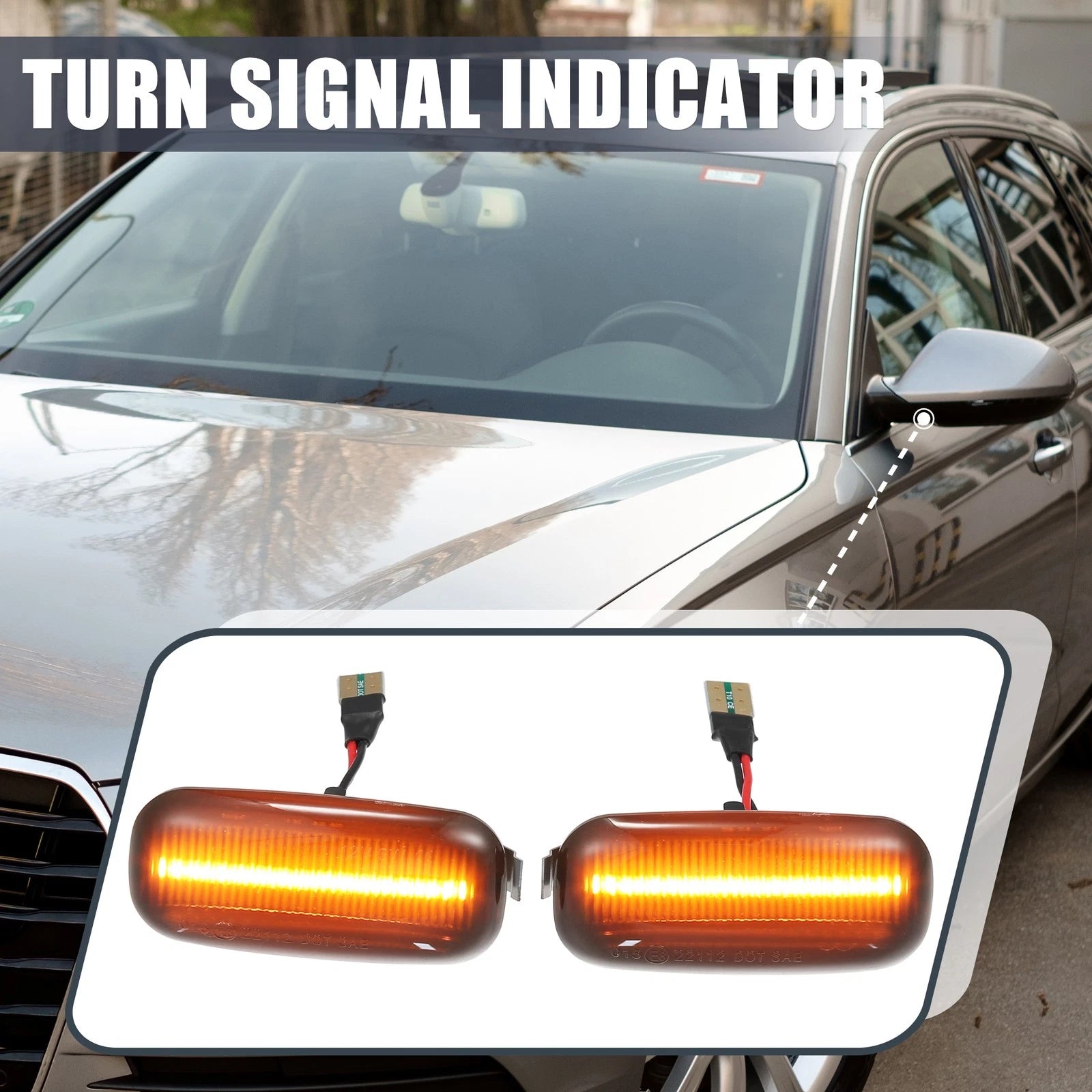 1 Pair LED Side Indicator Repeater Light for Audi A3 S3 A4 RS4 A6 S6 RS6 (2003–2013)
