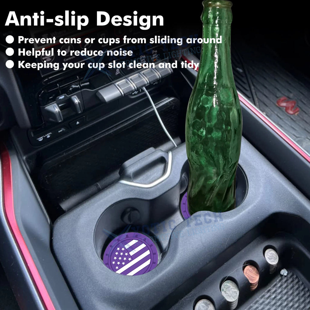 Colored American Flag Car Cup Holder Coaster Insert for 4 Packs (-)