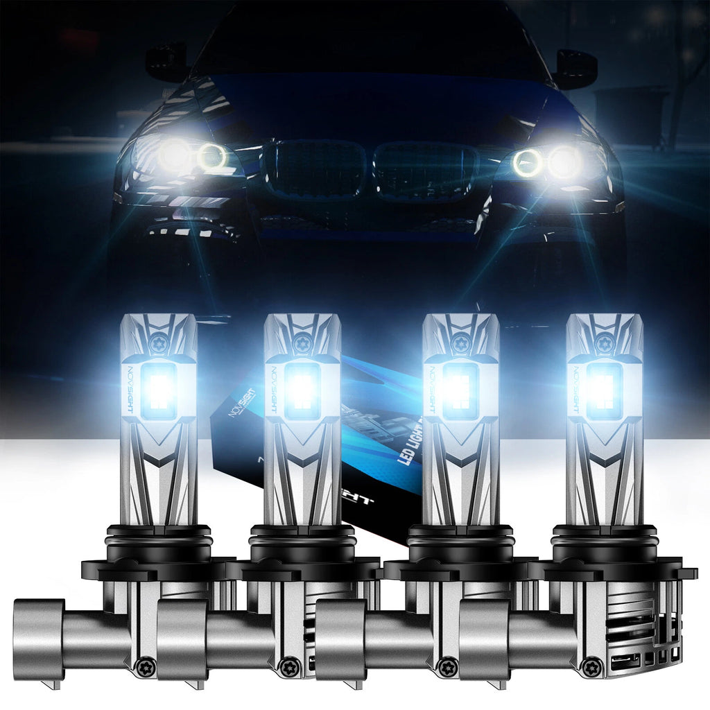 Set of 4 LED Headlight Bulbs 9006 9005 for