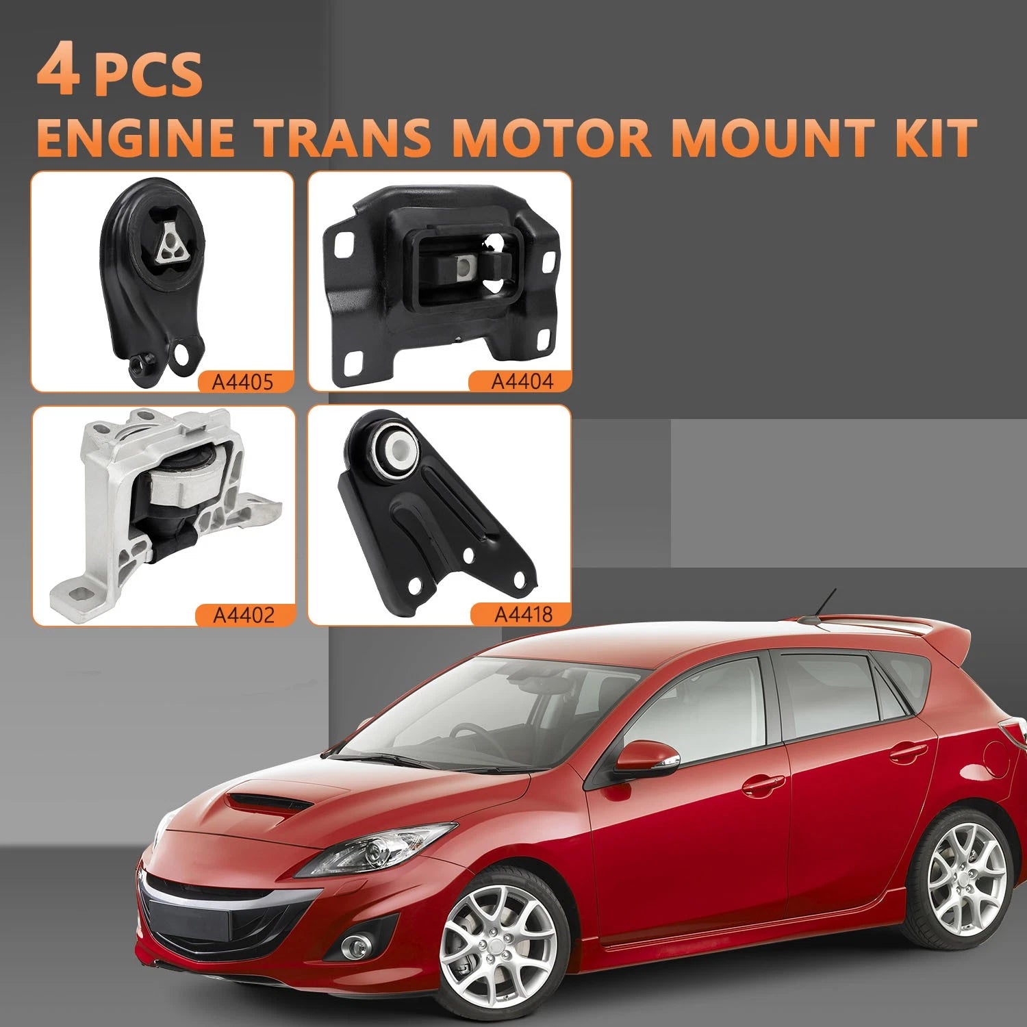 Set of 4 Engine Motor Mounts for Mazda 3 2.0L (2004–2009)