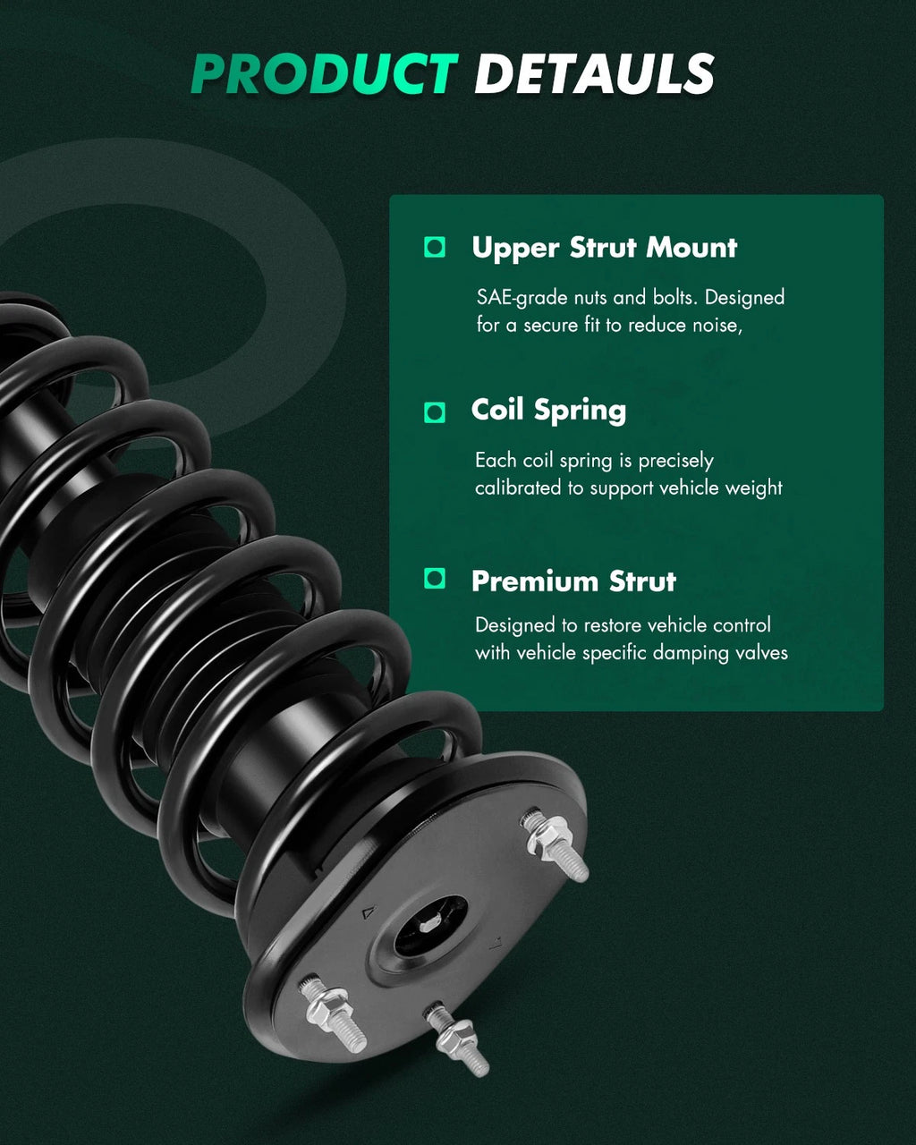 Front Pair Complete Struts w/ Coil Springs for Jeep Grand Cherokee (2011–2015)
